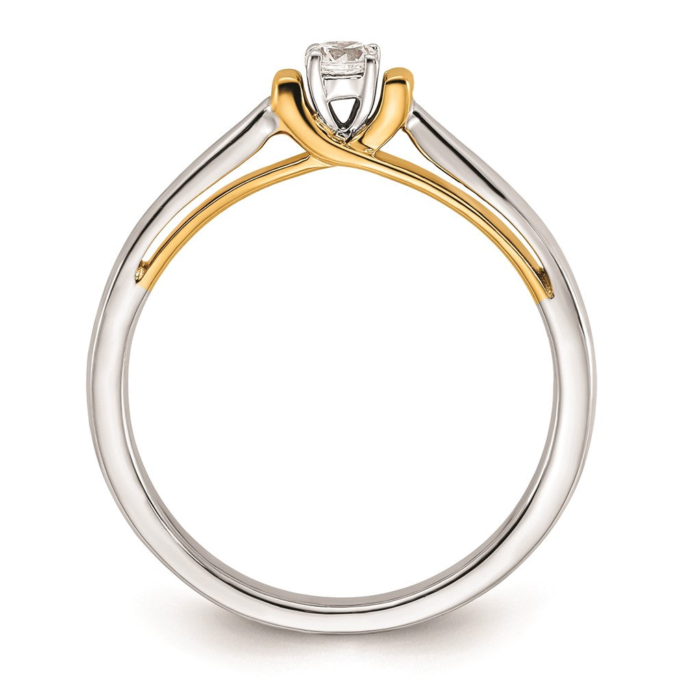 14K Bicolor First Versprechen 1/10 Karat Rund Diamant Komplett Versprechen/ Verlobungsring