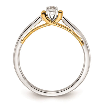 14K Bicolor First Versprechen 1/10 Karat Rund Diamant Komplett Versprechen/ Verlobungsring