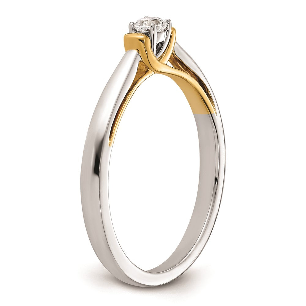 14K Bicolor First Versprechen 1/10 Karat Rund Diamant Komplett Versprechen/ Verlobungsring