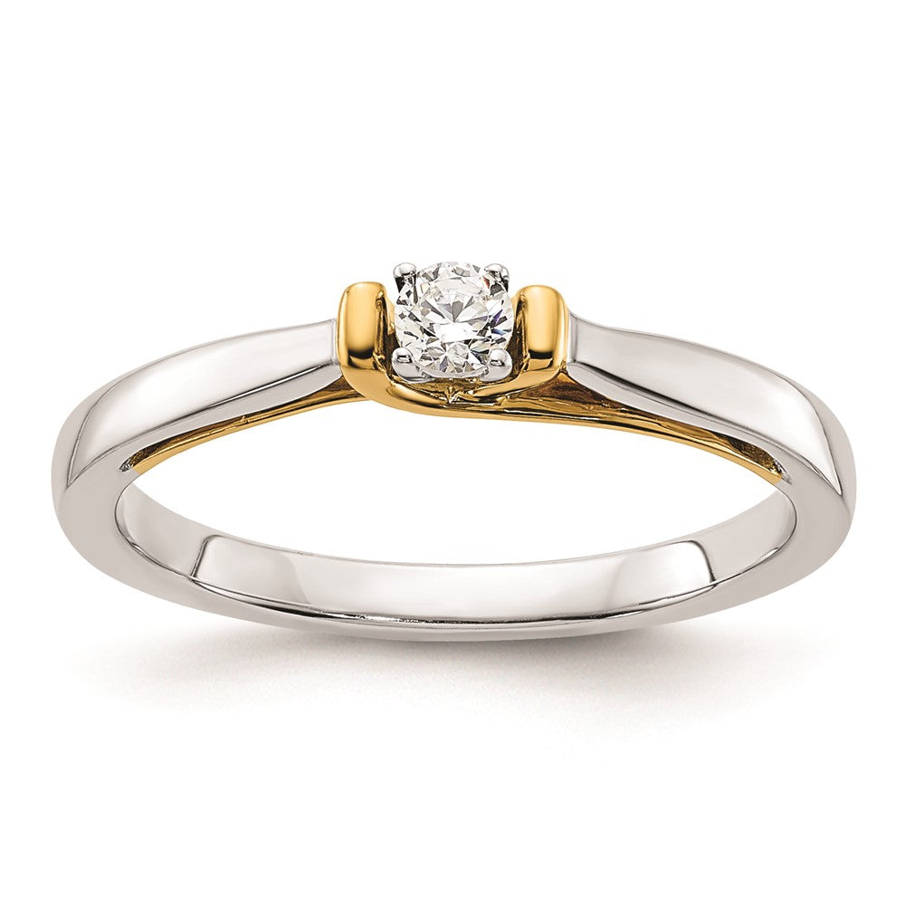 14K Bicolor First Versprechen 1/10 Karat Rund Diamant Komplett Versprechen/ Verlobungsring