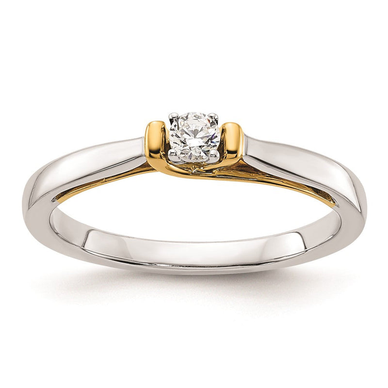 14K Bicolor First Versprechen 1/10 Karat Rund Diamant Komplett Versprechen/ Verlobungsring