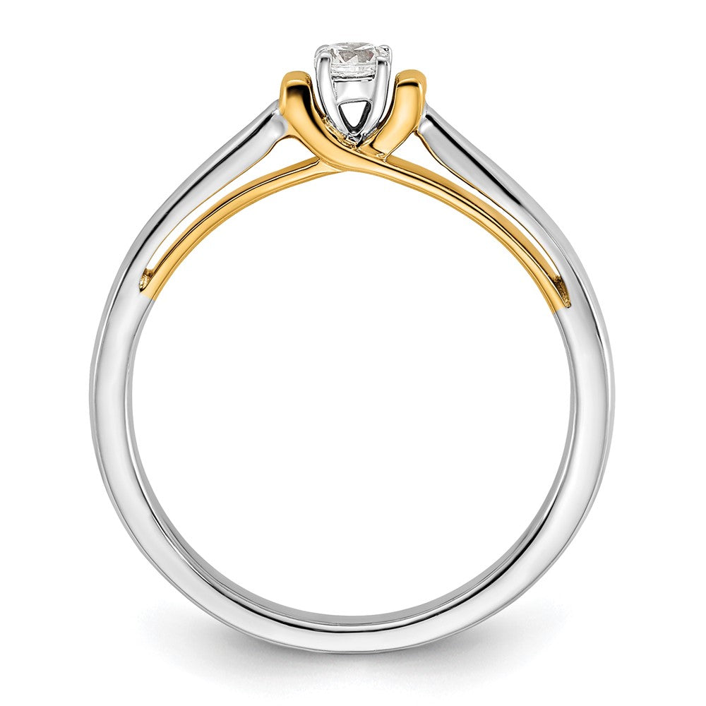 14K Bicolor Petit Verlobungsring mit 0,125 ct. im Labor gezüchteten Diamanten VS/SI+ G+