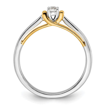14K Bicolor Petit Verlobungsring mit 0,125 ct. im Labor gezüchteten Diamanten VS/SI+ G+
