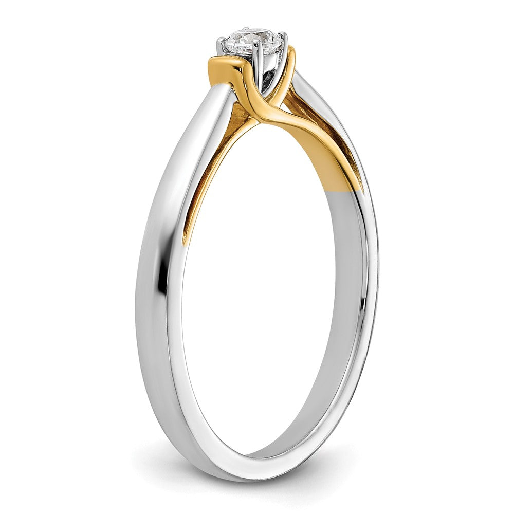 14K Bicolor Petit Verlobungsring mit 0,125 ct. im Labor gezüchteten Diamanten VS/SI+ G+
