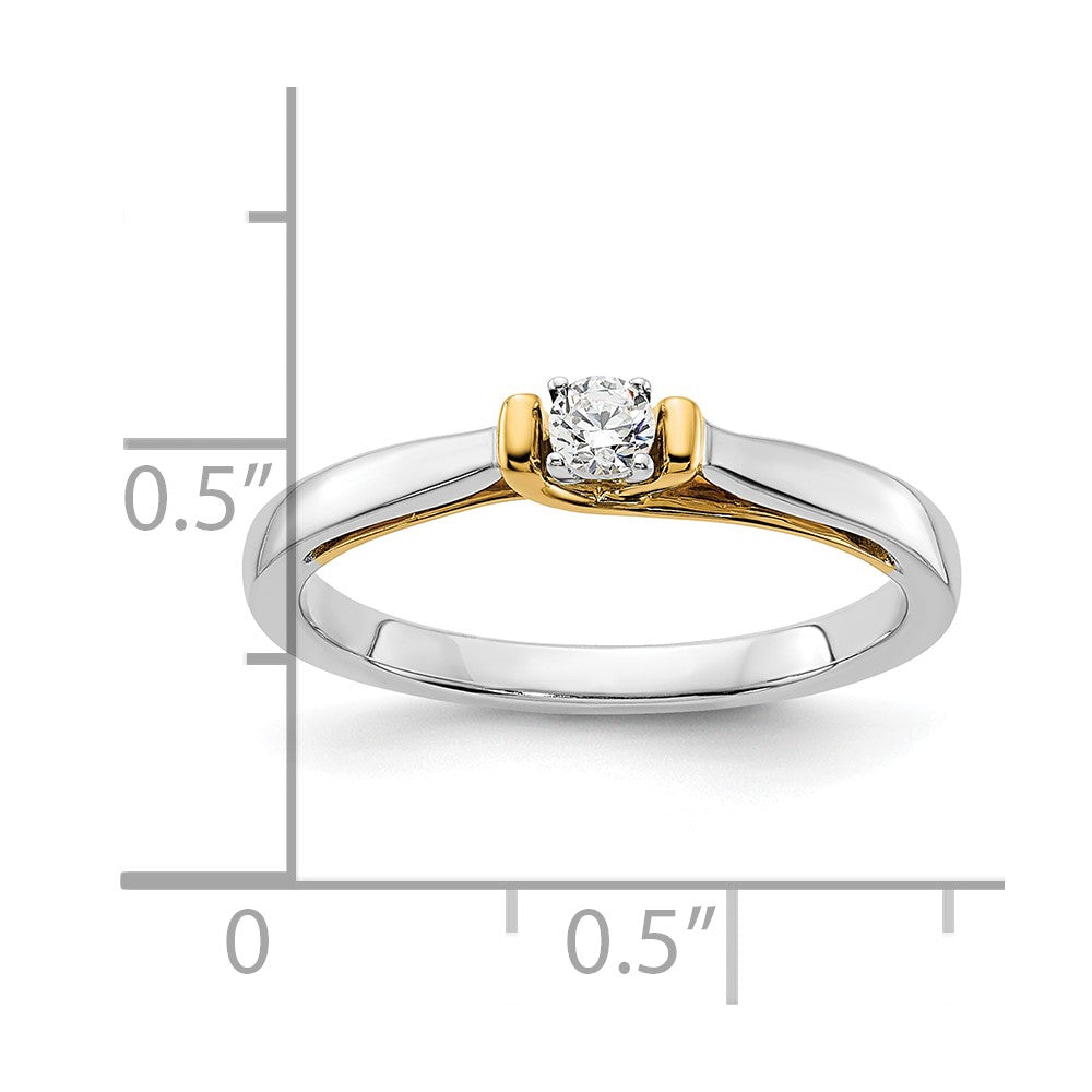 14K Bicolor Petit Verlobungsring mit 0,125 ct. im Labor gezüchteten Diamanten VS/SI+ G+
