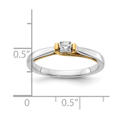 14K Bicolor Petit Verlobungsring mit 0,125 ct. im Labor gezüchteten Diamanten VS/SI+ G+
