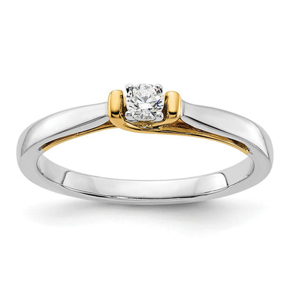 14K Bicolor Petit Verlobungsring mit 0,125 ct. im Labor gezüchteten Diamanten VS/SI+ G+