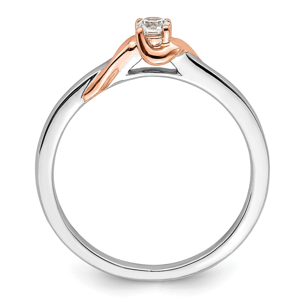 14K Weiß/ Roségold First Versprechen Weiß und Rose 1/10 Karat Rund Diamant Komplett Versprechen/ Verlobungsring