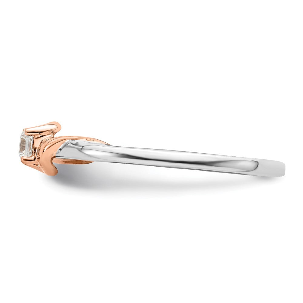 14K Weiß/ Roségold First Versprechen Weiß und Rose 1/10 Karat Rund Diamant Komplett Versprechen/ Verlobungsring