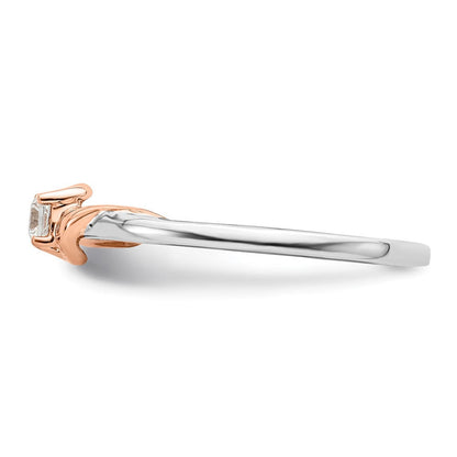14K Weiß/ Roségold First Versprechen Weiß und Rose 1/10 Karat Rund Diamant Komplett Versprechen/ Verlobungsring