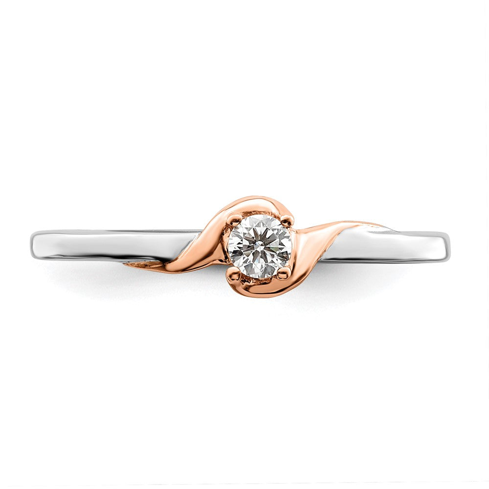 14K Weiß/ Roségold First Versprechen Weiß und Rose 1/10 Karat Rund Diamant Komplett Versprechen/ Verlobungsring