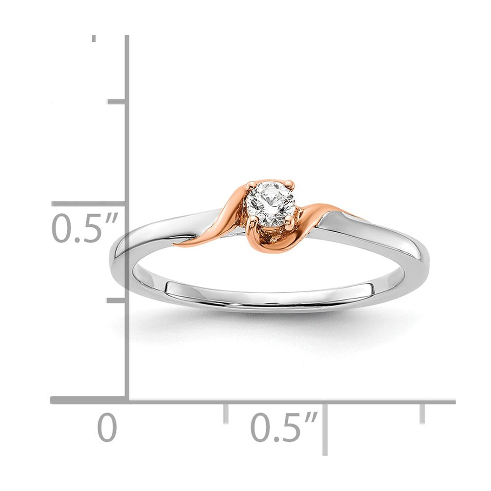 14K Weiß/ Roségold First Versprechen Weiß und Rose 1/10 Karat Rund Diamant Komplett Versprechen/ Verlobungsring