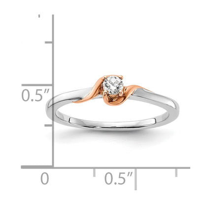 14K Weiß/ Roségold First Versprechen Weiß und Rose 1/10 Karat Rund Diamant Komplett Versprechen/ Verlobungsring