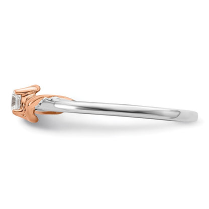 14K Bicolor First Promise Petite Verlobungsring mit Labor-gezüchteten Diamanten VS/SI+ G+