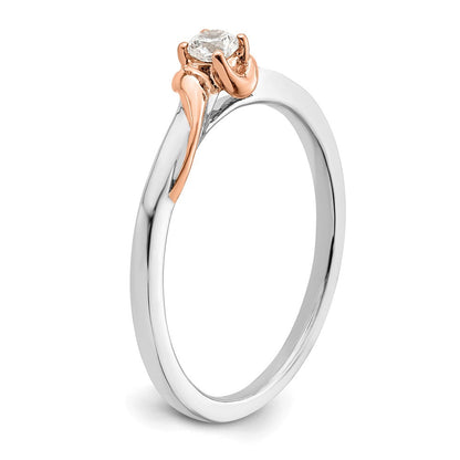 14K Bicolor First Promise Petite Verlobungsring mit Labor-gezüchteten Diamanten VS/SI+ G+