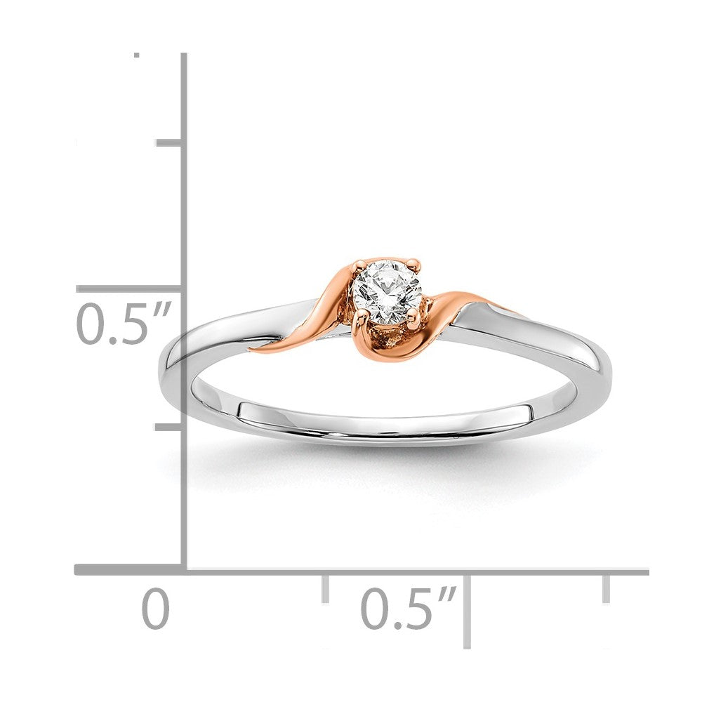 14K Bicolor First Promise Petite Verlobungsring mit Labor-gezüchteten Diamanten VS/SI+ G+
