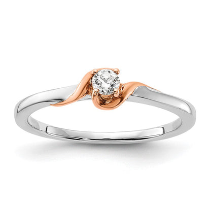 14K Bicolor First Promise Petite Verlobungsring mit Labor-gezüchteten Diamanten VS/SI+ G+