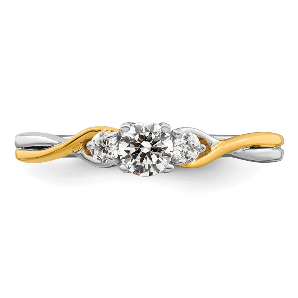 14K Bicolor Petite Verlobungsring mit 0,33 ct. Labor-gezüchteten Diamanten, VS/SI+ G+