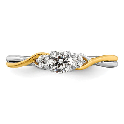 14K Bicolor Petite Verlobungsring mit 0,33 ct. Labor-gezüchteten Diamanten, VS/SI+ G+