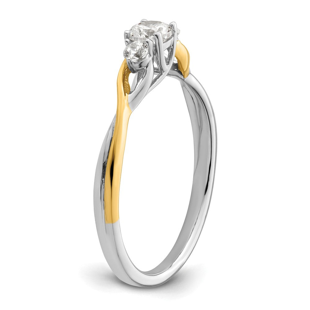 14K Bicolor Petite Verlobungsring mit 0,33 ct. Labor-gezüchteten Diamanten, VS/SI+ G+