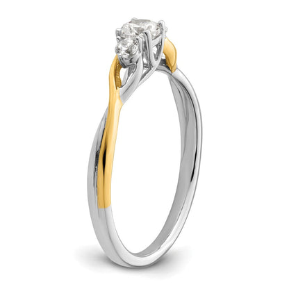 14K Bicolor Petite Verlobungsring mit 0,33 ct. Labor-gezüchteten Diamanten, VS/SI+ G+