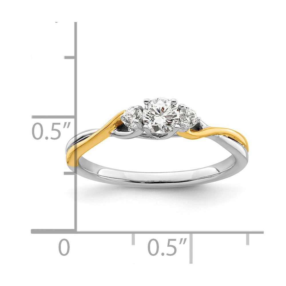 14K Bicolor Petite Verlobungsring mit 0,33 ct. Labor-gezüchteten Diamanten, VS/SI+ G+