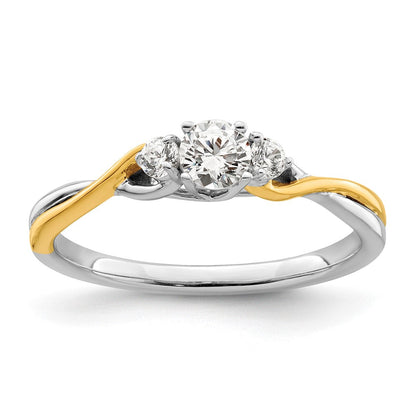 14K Bicolor Petite Verlobungsring mit 0,33 ct. Labor-gezüchteten Diamanten, VS/SI+ G+
