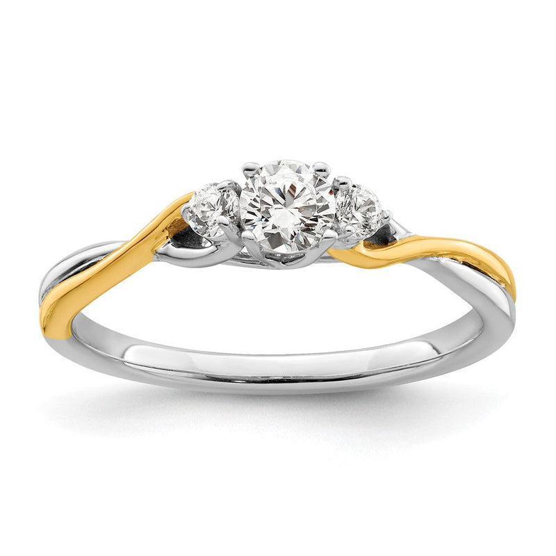 14K Bicolor Petite Verlobungsring mit 0,33 ct. Labor-gezüchteten Diamanten, VS/SI+ G+