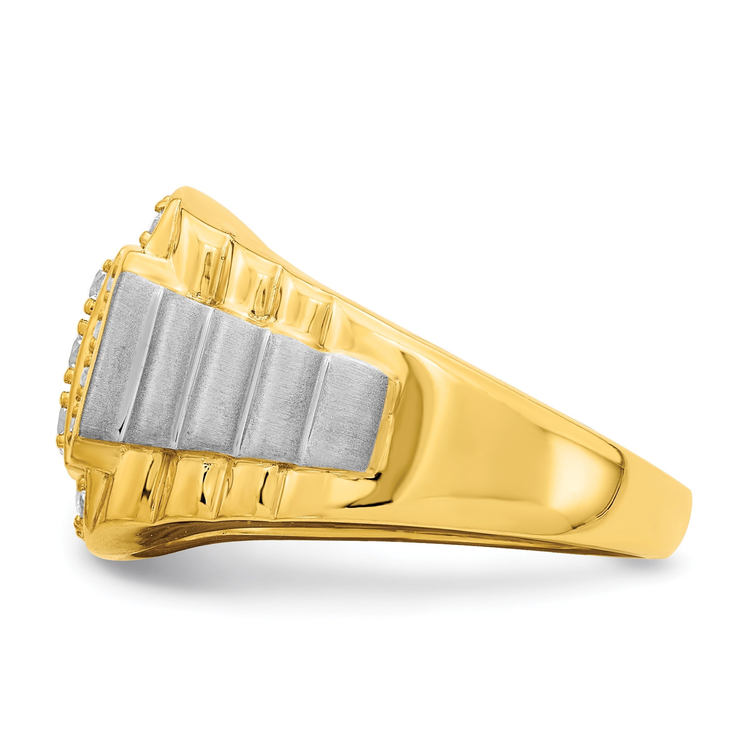 14K Bicolor Herrenring mit 1 0,38 ct. Labor gezüchteten Diamanten, VS/SI+ G+