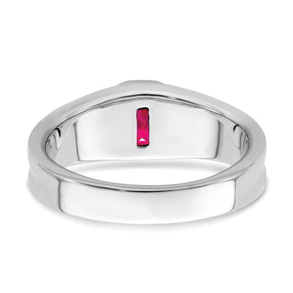 14K Weißgold Herrenring mit Rubin und echtem Diamant