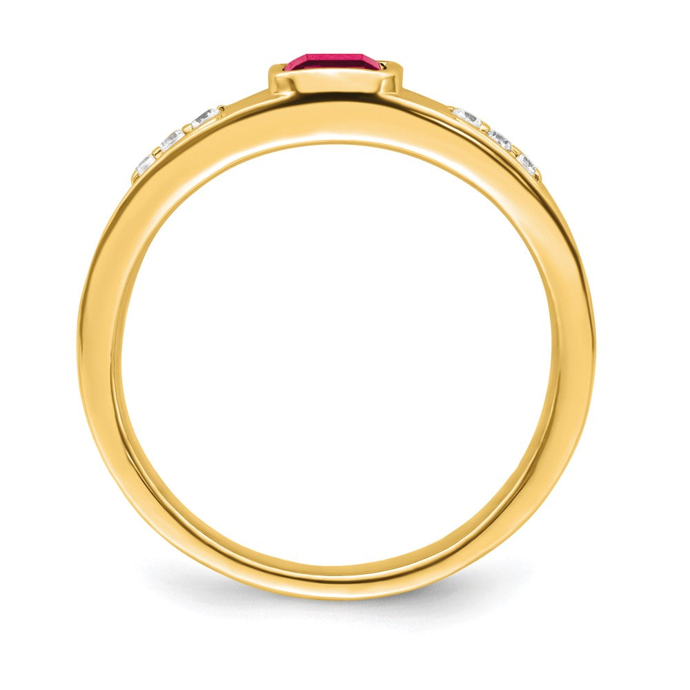 14K Gelbgold Herrenring mit Rubin und echtem Diamant