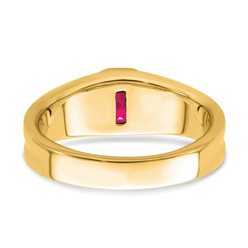 14K Gelbgold Herrenring mit Rubin und echtem Diamant