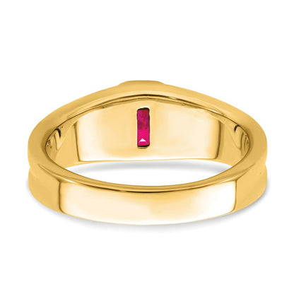 14K Gelbgold Herrenring mit Rubin und echtem Diamant