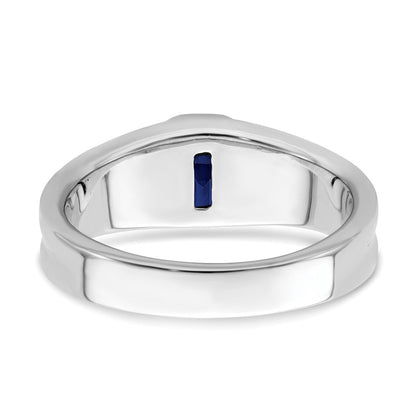 14K Weißgold Ring mit Saphir und echten Diamanten für Herren