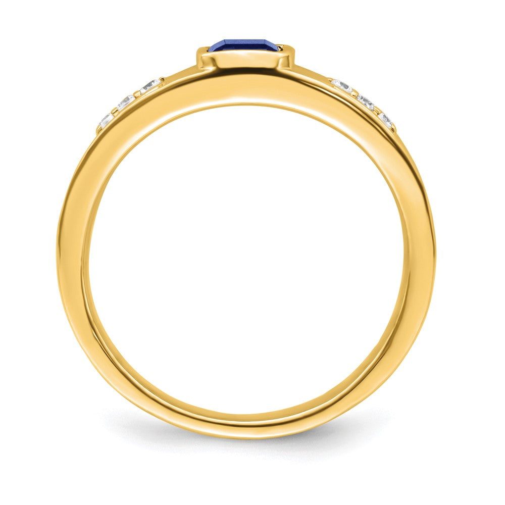 14K Gelbgold Ring mit Saphir und echtem Diamant für Herren