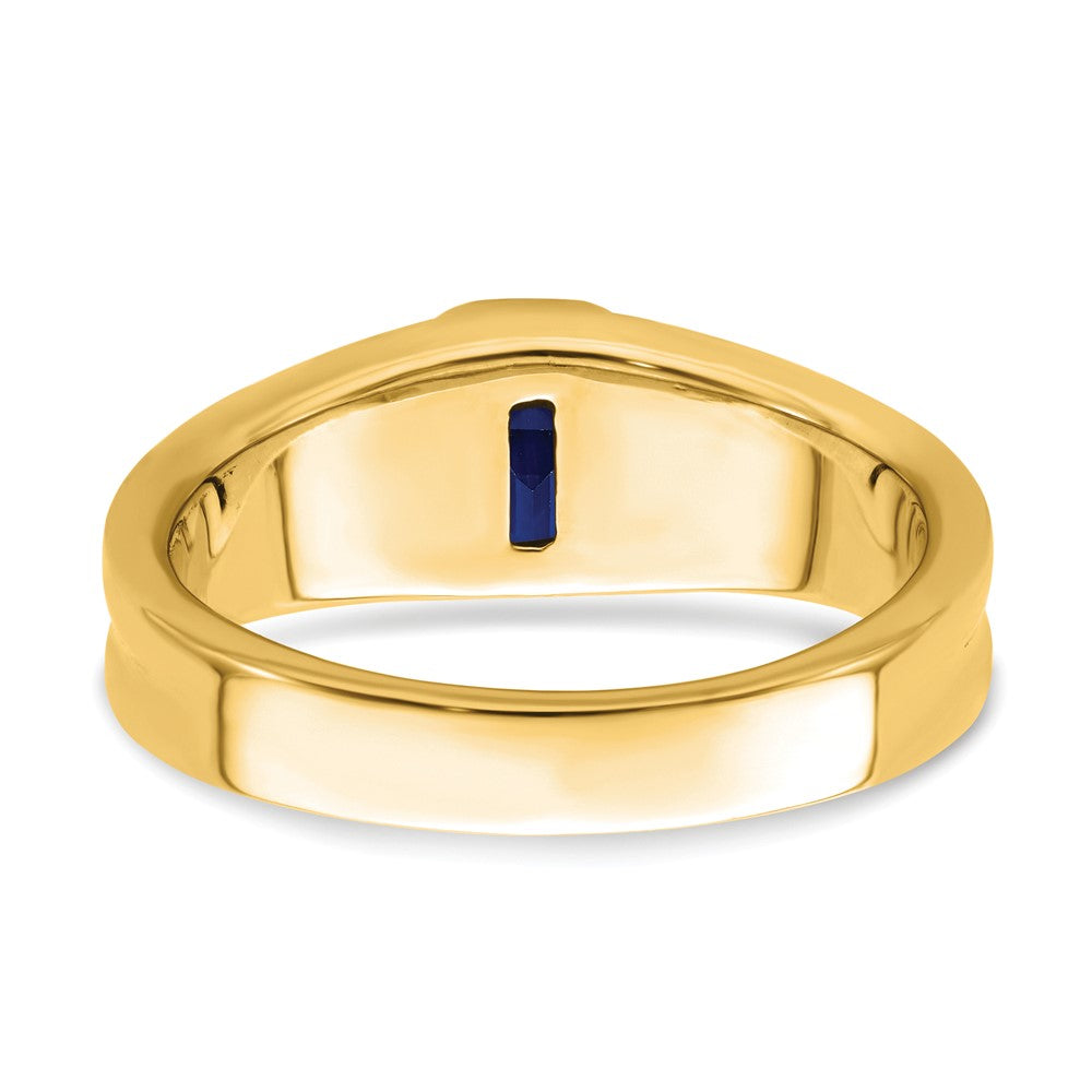14K Gelbgold Ring mit Saphir und echtem Diamant für Herren