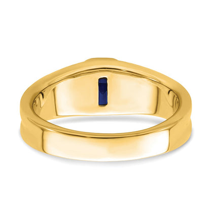 14K Gelbgold Ring mit Saphir und echtem Diamant für Herren