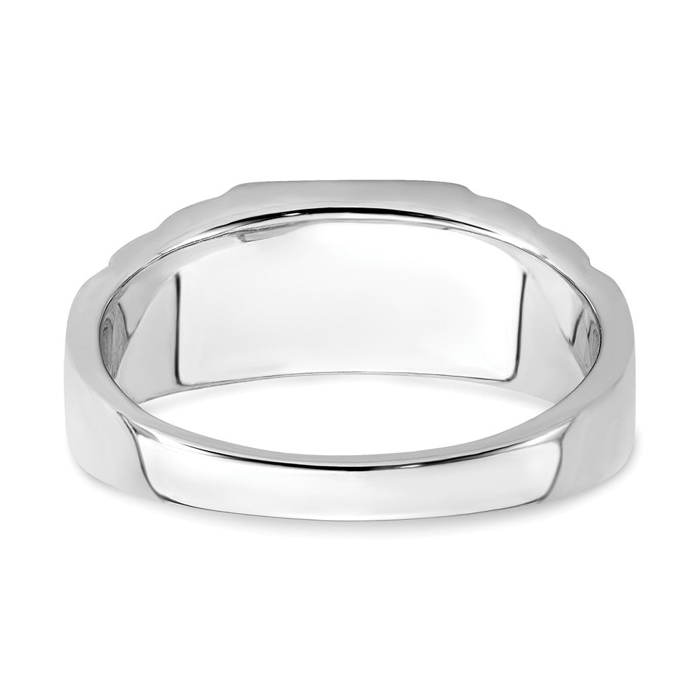 14K Bicolor-Gold Herrenring mit synthetischem Saphir und echtem Diamant