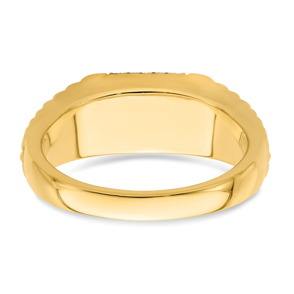 14K Gelbgold Herrenring mit quadratischem Rubin und echten Diamanten