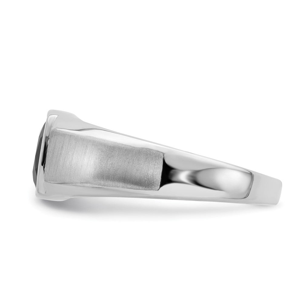 14K Weißgold Herrenring mit Onyx und echten Diamanten