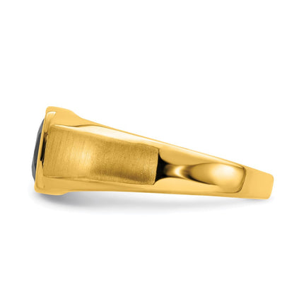 14K Gelbgold Herrenring mit Onyx und echten Diamanten