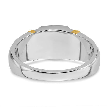 14K Bicolor Gold Herrenring mit Onyx und echten Diamanten