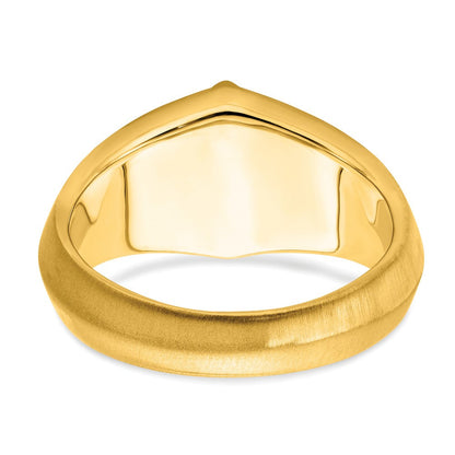 14K Gelbgold Ring mit Onyx, echten Diamanten und Satinfinish für Herren