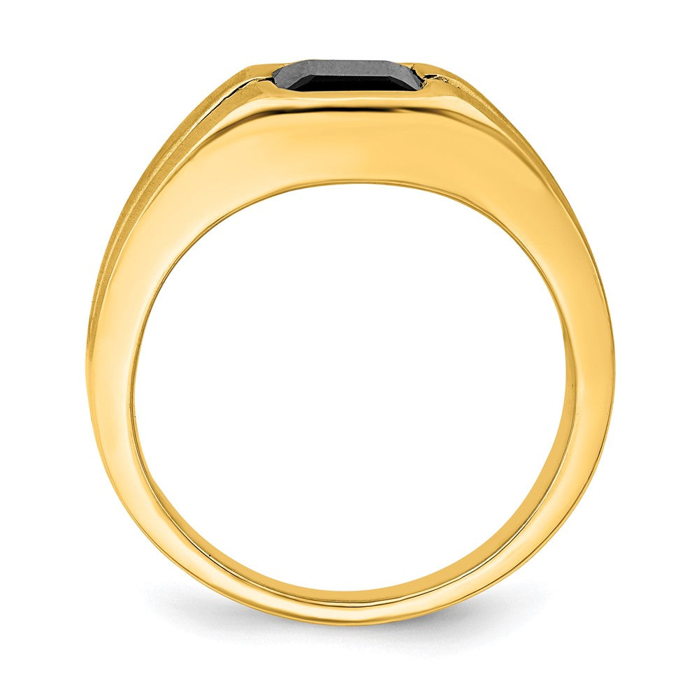 14K Gelbgold Herrenring mit Onyx und echten Diamanten