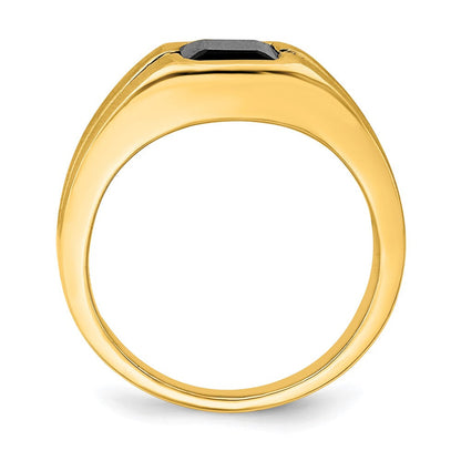 14K Gelbgold Herrenring mit Onyx und echten Diamanten