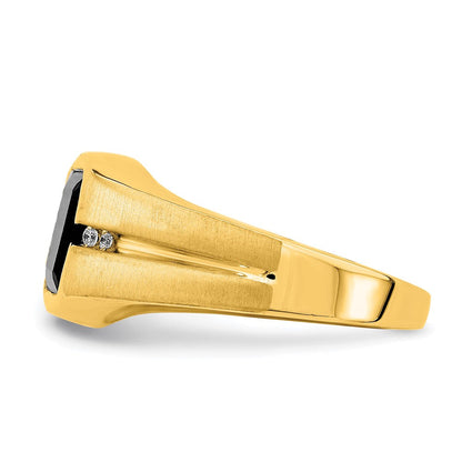 14K Gelbgold Herrenring mit Onyx und echten Diamanten