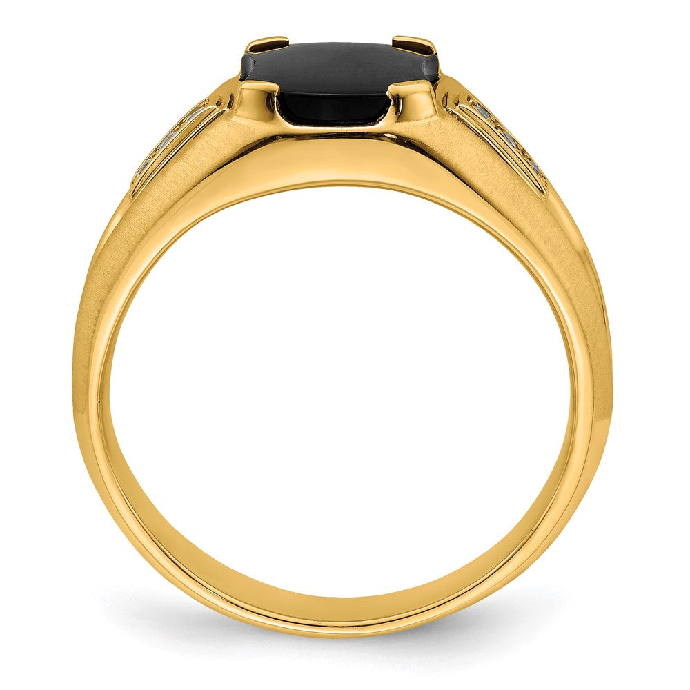 14K Gelbgold Herrenring mit Onyx und echten Diamanten