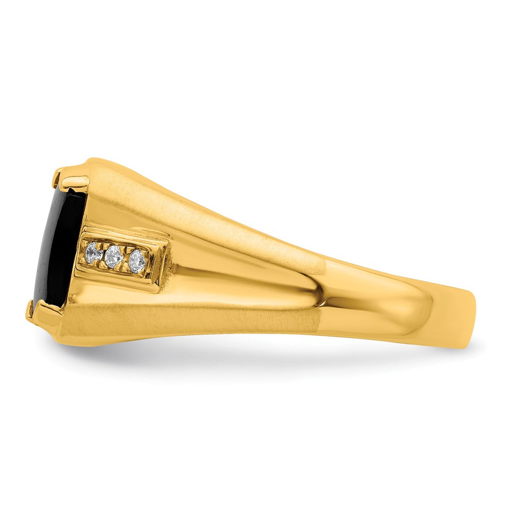 14K Gelbgold Herrenring mit Onyx und echten Diamanten