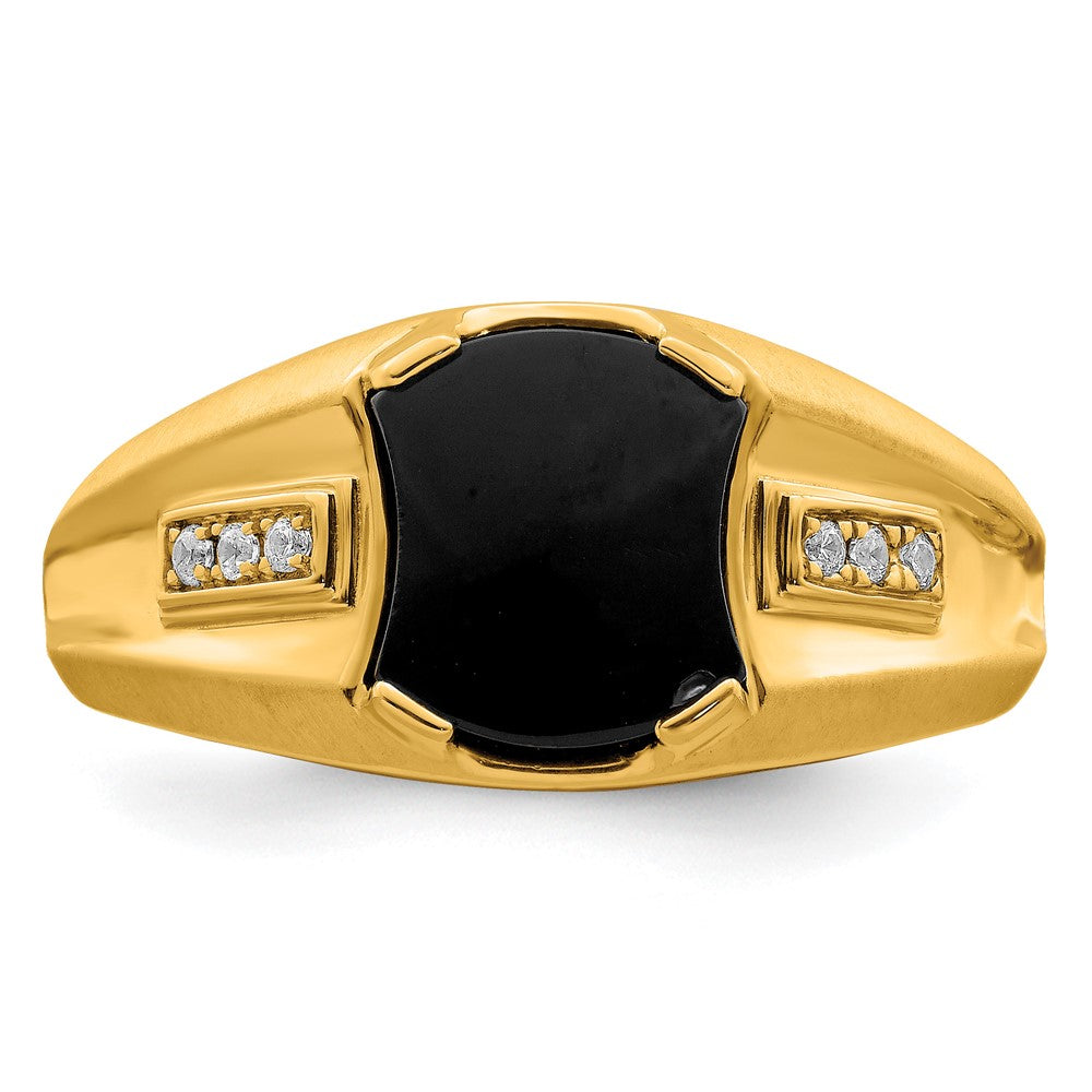 14K Gelbgold Herrenring mit Onyx und echten Diamanten