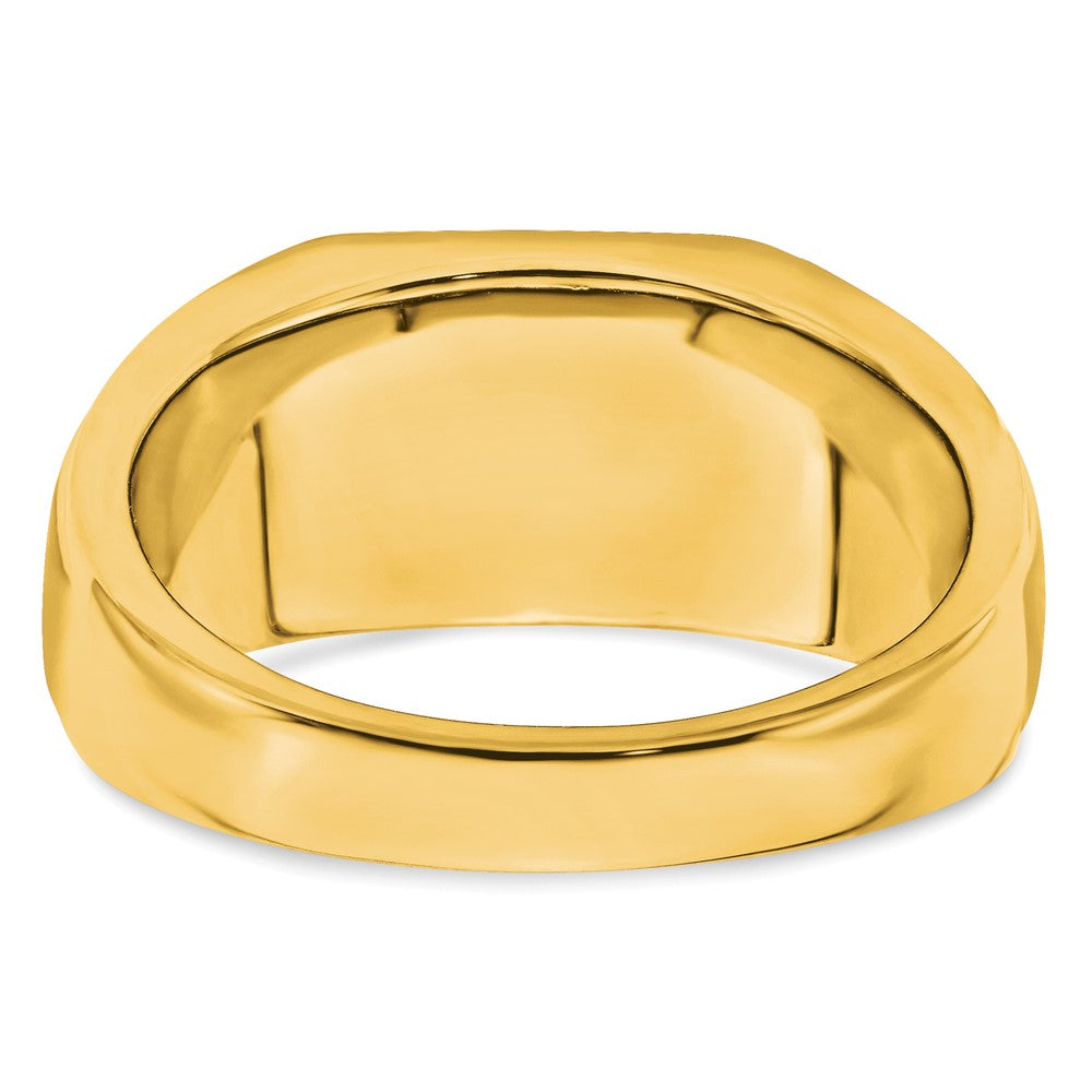 14K Gelbgold Herrenring mit synthetischem Rubin und echten Diamanten